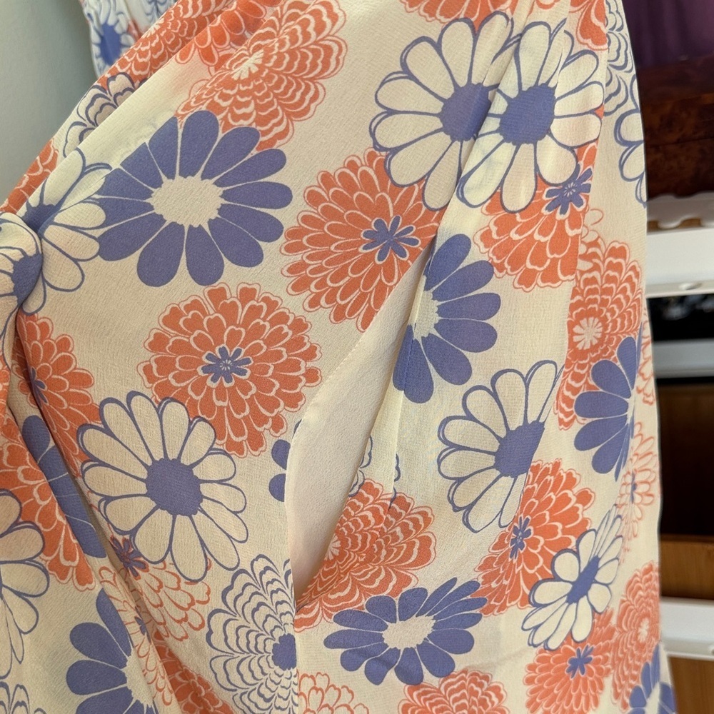 Kenzo Floral 100% Silk midi dress Sz M/ Fr 38 - Picture 3 of 8